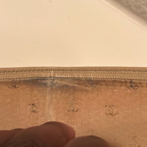 Chanel Bifold Compact Cardholder Wallet Beige Leather Luxury Minimalist CC Logo - Picture 14 of 15